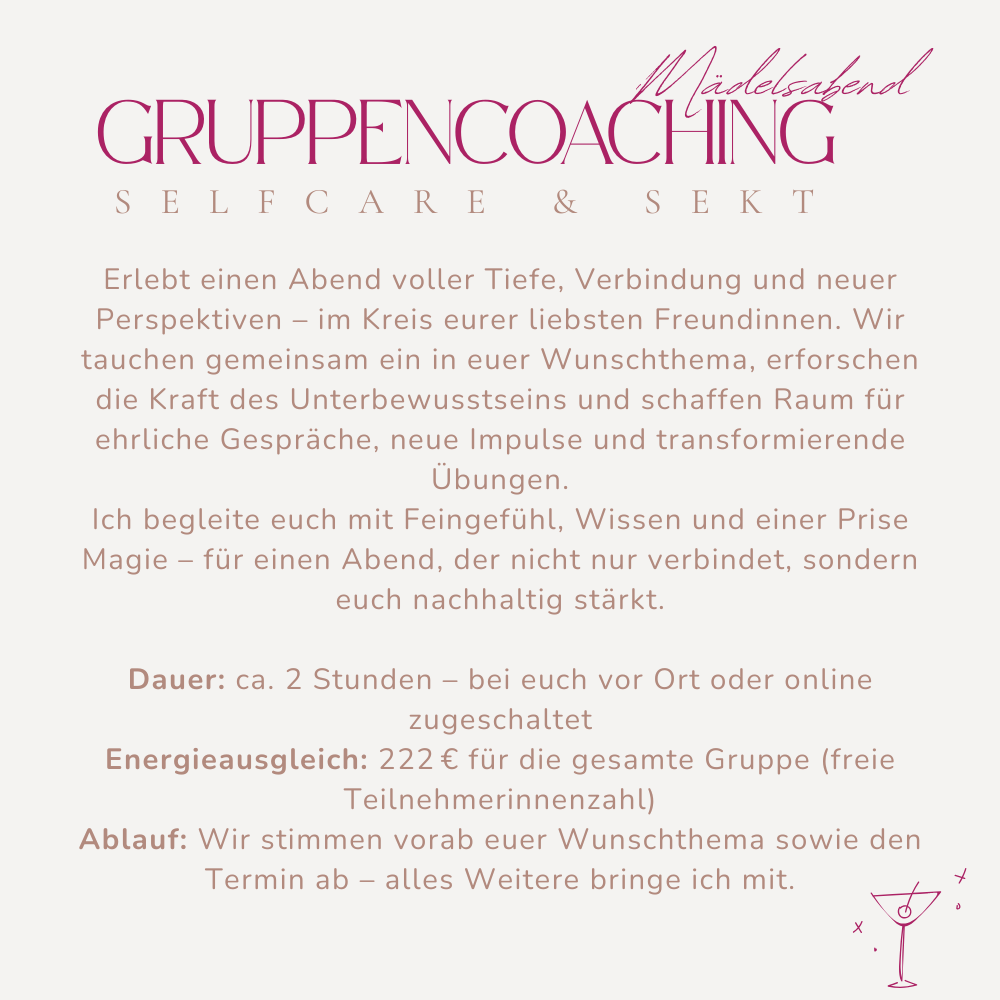 GRUPPENCOACHING: Selfcare & Sekt - Euer Mädelsabend