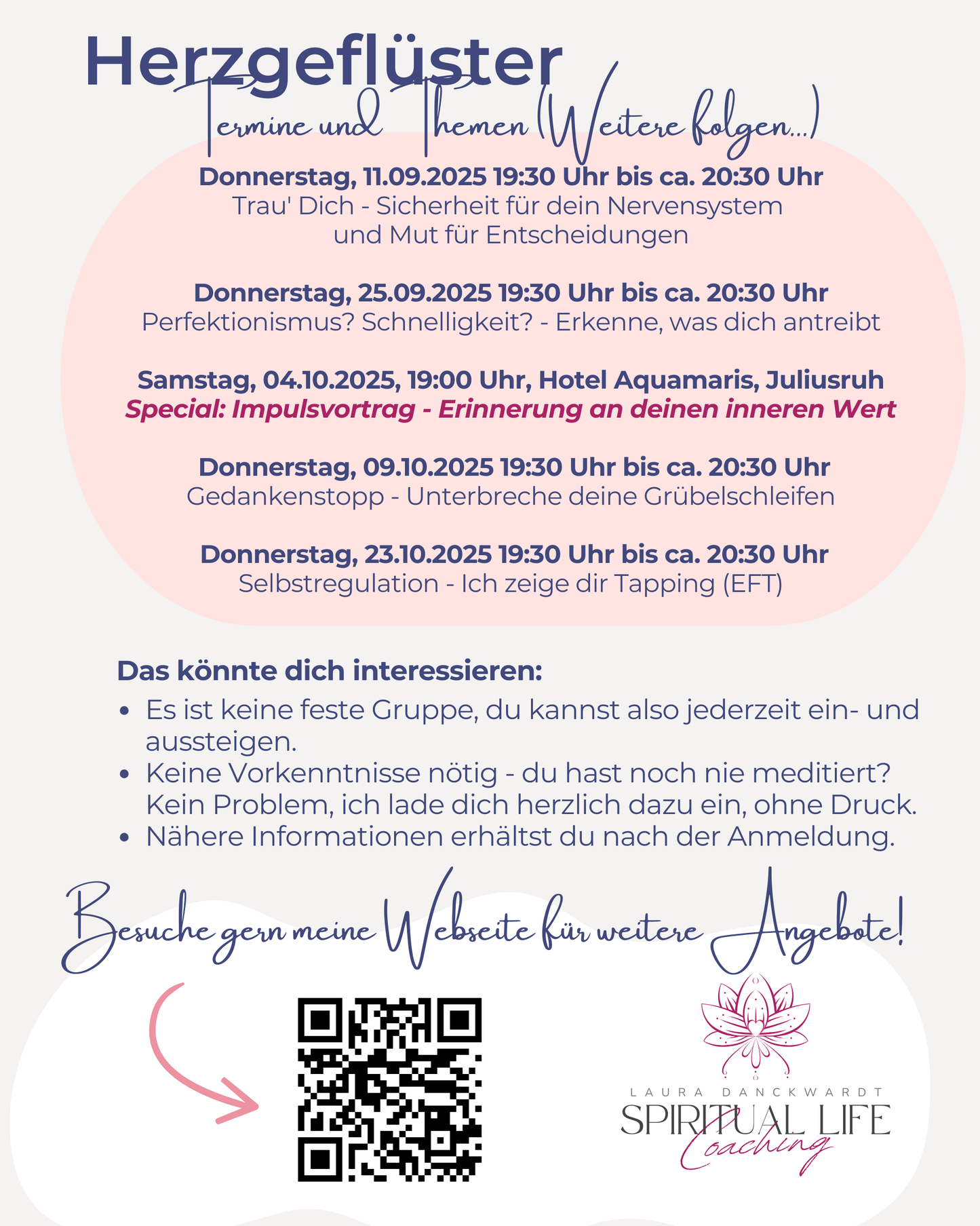 Gruppencoaching: Herzgeflüster - Teilnahme 23.10.2025 um 19:30 Uhr zum Thema: Selbstregulation - Ich zeige Dir Tapping (EFT)